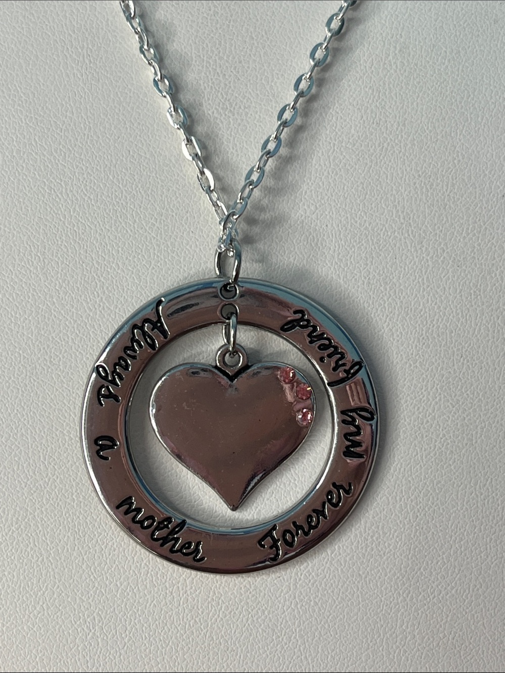 10/$10 Always a mother Forever my friend Pendant Necklace with pink Accents